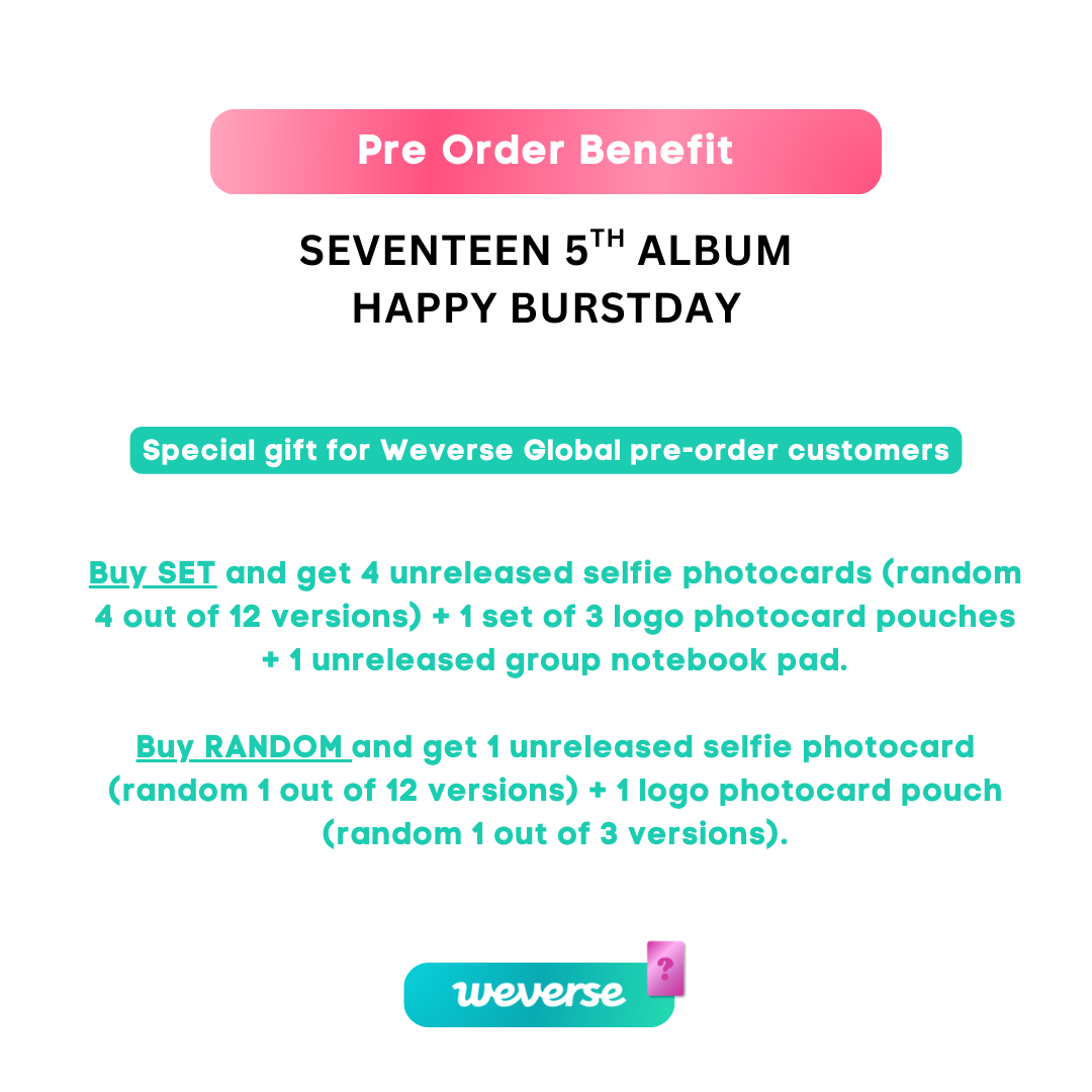 PRE ORDER POPPE SHOP SEVENTEEN 5TH ALBUM - HAPPY BURST DAY